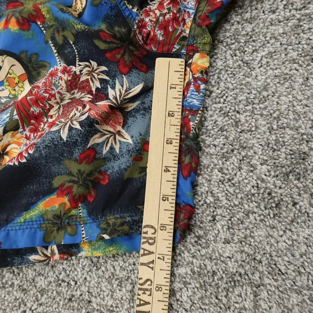 VTG Faded Glory Shorts Mens XL Floral Hawaiian Hula Girls Swim Trunks‎ 90s Y2K